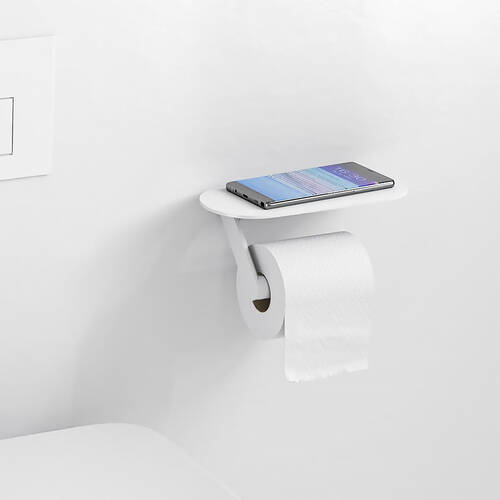 Тримач для туалетного паперу Hansgrohe WallStoris 27928700 з полицею, білий матовий, фото 3