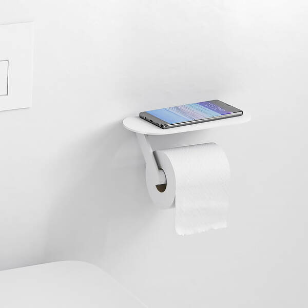 Тримач для туалетного паперу Hansgrohe WallStoris 27928700 з полицею, білий матовий, фото 3