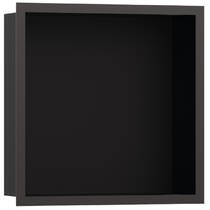 Настенная ниша Hansgrohe XtraStoris Individual 56098340 с дизайнерской рамкой 30х30х10 см, черный хром матовый, фото №1