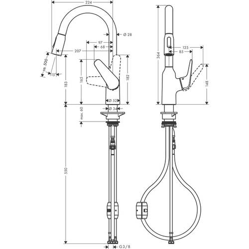 Смеситель для кухни Hansgrohe Focus M42 71801000 с выдвижным душем, фото 2