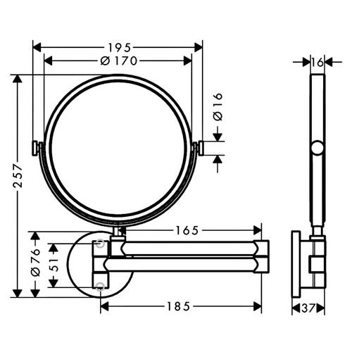 Косметичне дзеркало Axor Universal Circular 42849670 чорний матовий, фото 2