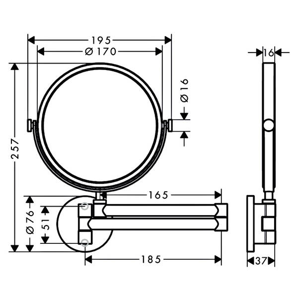 Косметичне дзеркало Axor Universal Circular 42849670 чорний матовий, фото 2