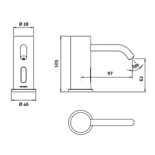 Дозатор для жидкого мыла Genwec GW13 12 06 02 электронный, хром, фото 2
