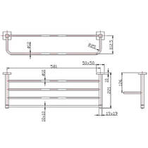 Держатель для полотенец Genwec Lucentum series GW05 21 06 02 с полкой, хром, фото №2
