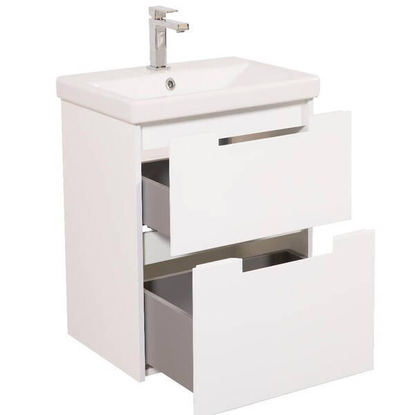 Тумба Аква Родос Інфініті 8806  з раковиною Elite 60 см білий матовий, фото 4