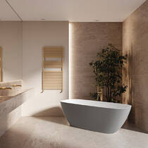 Ванна зі штучного каменю TREESSE Brio V297BO 170x72 см тонкостінна з сифоном, білий матовий, фото №1