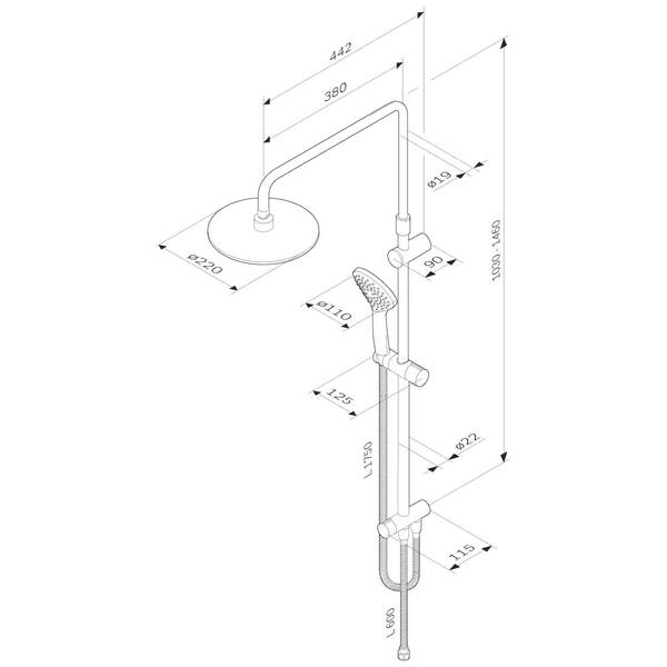 Душевая система AM.PM Gem ShowerSpot F0790022 черный, фото 6