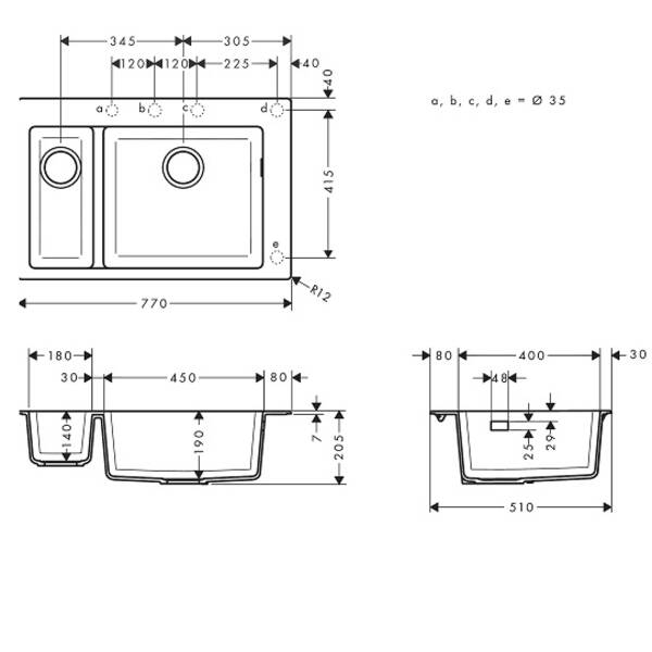 Мойка для кухни Hansgrohe Graphiteblack (S510-F635) 43315170, фото 4