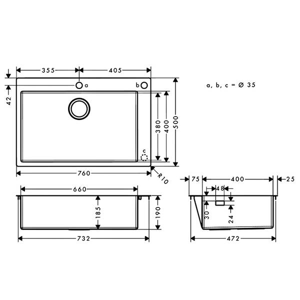 Мойка для кухни Hansgrohe S71 S712-F660 43308800 сталь, фото 2