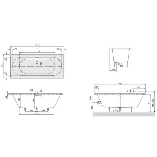 Ванна акриловая Villeroy&Boch O. Novo/Cassandra uBA180CAS2V-01 180х80 см, фото 2