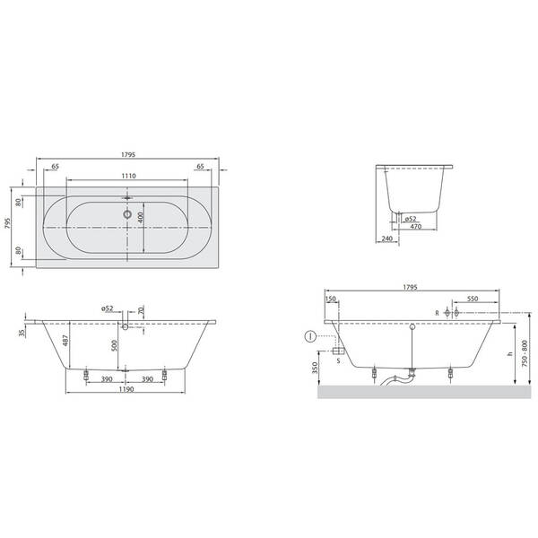 Ванна акриловая Villeroy&Boch O. Novo/Cassandra uBA180CAS2V-01 180х80 см, фото 2