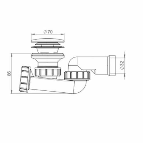 Сифон Devit 3212007 для ванн Laguna та ART, клік-клак, вихід зливу d32, фото 2
