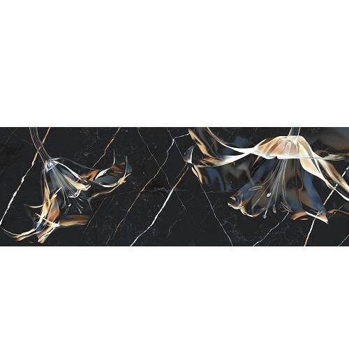 Декор Інтеркерама DARK MARBLE чорний декор Д 210 082 30х90 см, фото 1