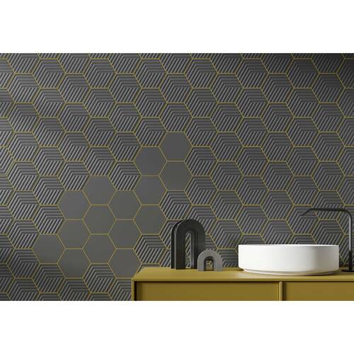 Керамограніт Argenta Ceramica Gallery Cube Dark Hex 14x16 см, фото 2