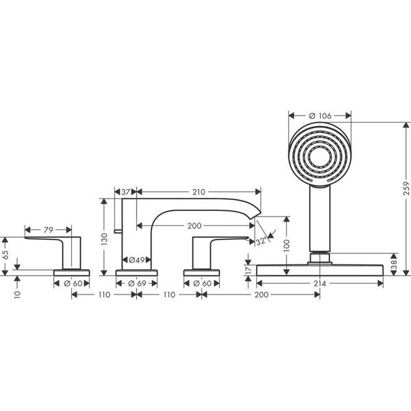 Змішувач для ванни Hansgrohe Vivenis 75444700, фото 3