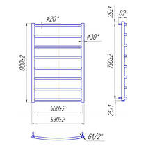 Рушникосушарка водяна Mario Класік 800х530/500 800х530 мм білий глянець, фото №2