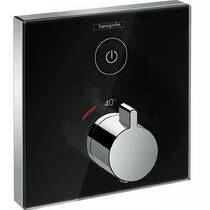 Змішувач прихованого монтажу для ванни Hansgrohe ShowerSelect Glass 15737600 з термостатом, чорний/хром, фото №1