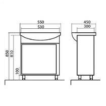 Тумба Аква Родос Терра 8597 підлогова білий з раковиною Нова 55 см, фото №3
