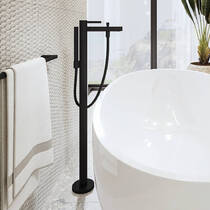 Змішувач для ванни Hansgrohe Finoris 76445670 підлоговий, чорний матовий, фото №3