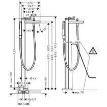 Змішувач для ванни Hansgrohe Finoris 76445670 підлоговий, чорний матовий, фото №2