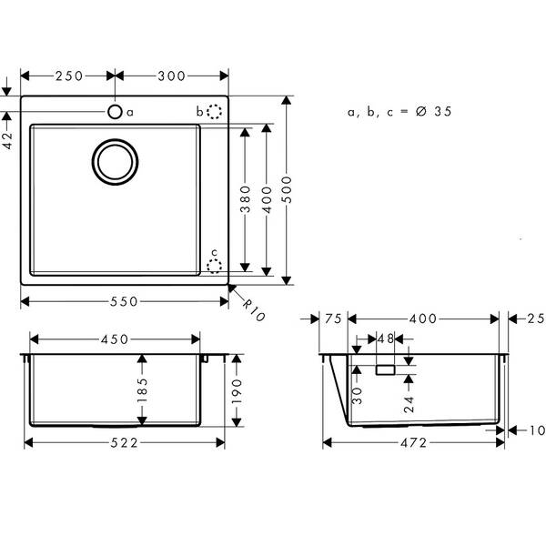 Мойка для кухни Hansgrohe S71 S711-F450 43301800, фото 3