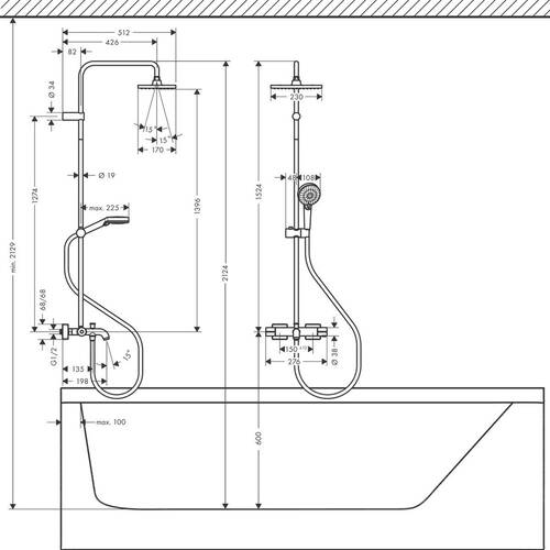 Душова система Hansgrohe Vernis Shape Showerpipe 230 1jet 26284000 з термостатом, фото 2