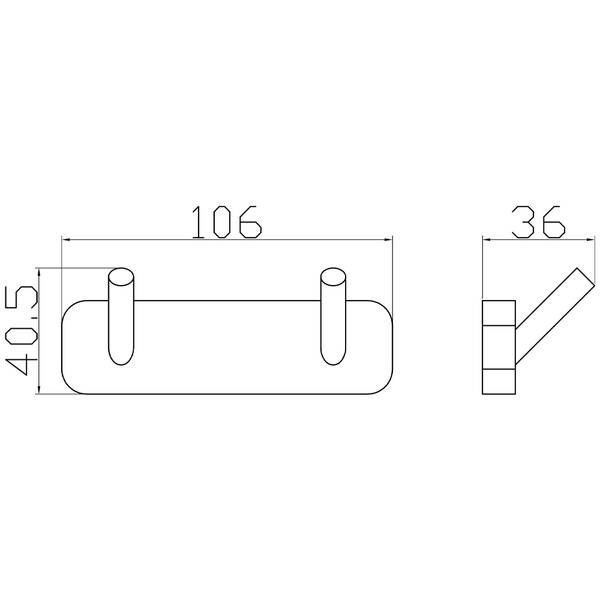 Планка с крючками Аква Родос Capri 6652 2 крючка хром, фото 2