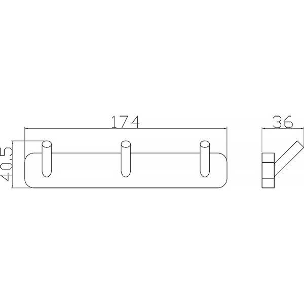 Планка с крючками Аква Родос Capri 6653 3 крючка хром, фото 2