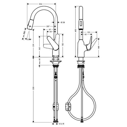 Змішувач для кухні Hansgrohe Focus M42 71800800 2 типи струменю, під сталь, фото 2