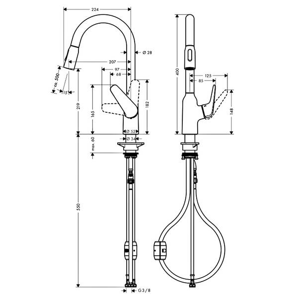 Змішувач для кухні Hansgrohe Focus M42 71800800 2 типи струменю, під сталь, фото 2