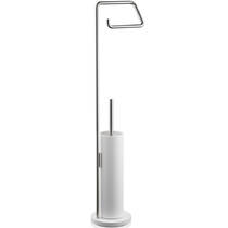 Тримач-стійка для туалетного паперу та щітки Decor Walther Stone SBK 0973555 білий матовий/сталевий, фото №1