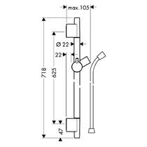 Душова штанга Hansgrohe Unica S Puro 28632340 650 мм хром чорний матовий, фото №2
