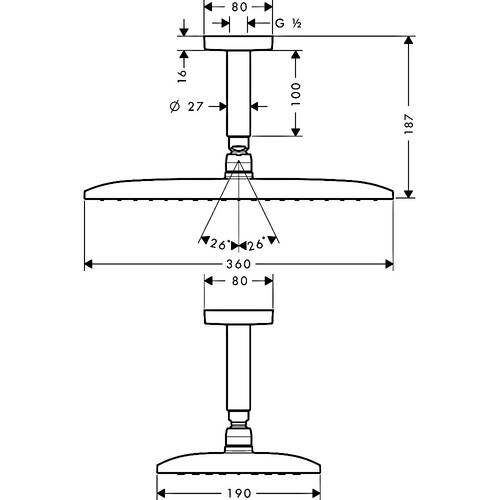 Верхний душ Hansgrohe Raindance E 360 1jet EcoSmart 26604000 хром, фото 2