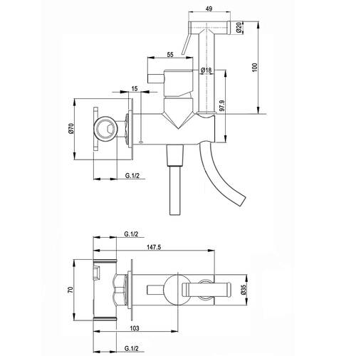 Гігієнічний душ Devit Art CV50795640 зі змішувачем, фото 2