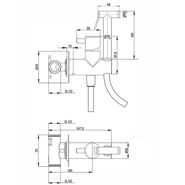 Гігієнічний душ Devit Art CV50795640 зі змішувачем, фото 2