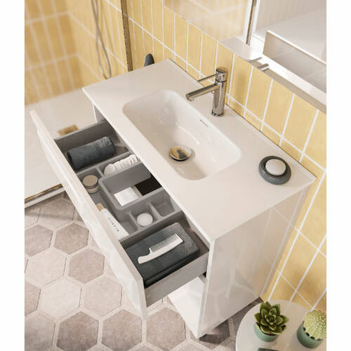 Тумба Royo Vitale 125652+124875 з раковиною Spirit  підвісна 80 см білий глянець, фото 4