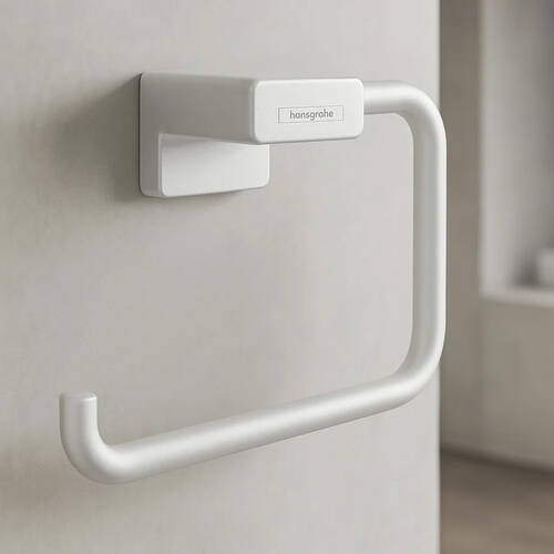 Тримач для туалетного паперу Hansgrohe AddStoris 41771700 без кришки, білий матовий, фото 1