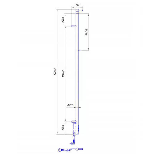 Полотенцесушитель электрический Mario Рей-I 1500х30/130 TR 1500х30 мм сатин 35 Вт, фото 3