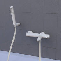 Смеситель для ванны Paffoni Light LIG 023 BO с ручным душем белый мат, фото №4