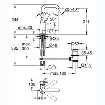 Змішувач для раковини Grohe Essence 32628DL1 L-Size, теплий захід сонця (рожеве золото), фото №4