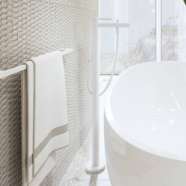 Змішувач для ванни Hansgrohe Finoris 76445700 підлоговий, білий матовий, фото 3