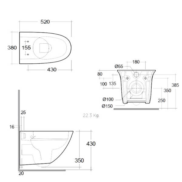 Унитаз подвесной RAK Ceramics Sensation SENWC1446AWHA, SENSC3901WH безободковый с крышкой Soft Close, фото 5