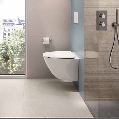 Унитаз подвесной RAK Ceramics Sensation SENWC1446AWHA, SENSC3901WH безободковый с крышкой Soft Close, фото 4