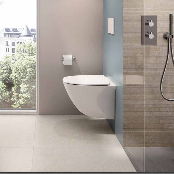 Унитаз подвесной RAK Ceramics Sensation SENWC1446AWHA, SENSC3901WH безободковый с крышкой Soft Close, фото 4