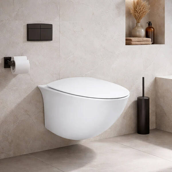 Унитаз подвесной RAK Ceramics Sensation SENWC1446AWHA, SENSC3901WH безободковый с крышкой Soft Close, фото 1