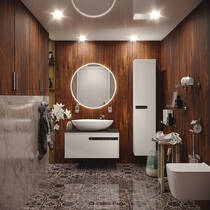 Тумба подвесная Аква Родос Ostin белый мат со столешницей серый мрамор 90 см и раковиной Zero 46 см, фото №6