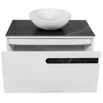 Тумба подвесная Аква Родос Ostin белый мат со столешницей серый мрамор 90 см и раковиной Zero 46 см, фото №4