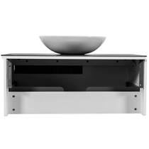 Тумба подвесная Аква Родос Ostin белый мат со столешницей серый мрамор 90 см и раковиной Zero 46 см, фото №5