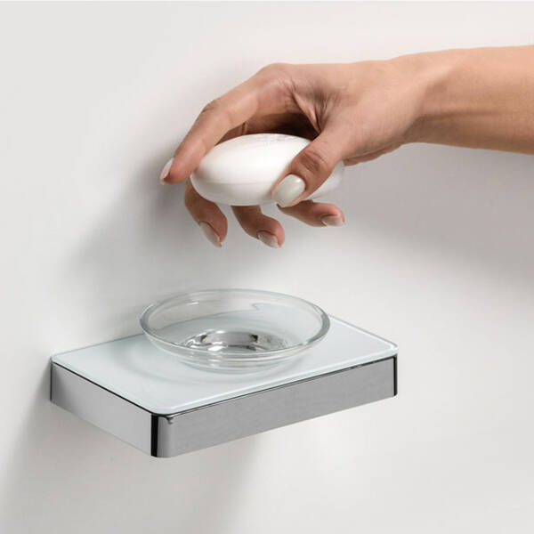 Мильниця Liberta Glass Steel з тримачем хром, фото 2