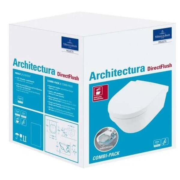Унітаз підвісний Villeroy&Boch Omnia Architectura 4694HRR1 з кришкою 98M9C1R1 Soft-close Ceramic+, фото 3